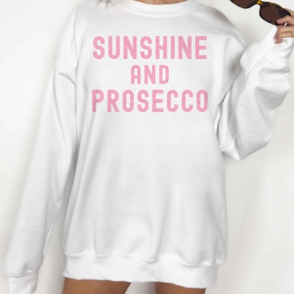 NEW Sunshine and Prosecco graphic Sweatshirt - Picture 1 of 4